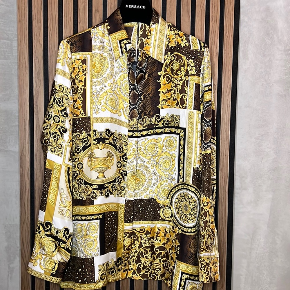 •NWT Versace Barocco patchwork Silk blouse